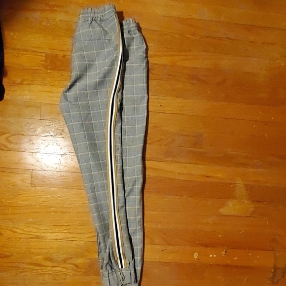 Skinny Checkered Dress Jogger With Gold/White Trim - Picture 2 of 3